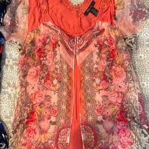 Style & Co. Orange, Pink Ruffled Blouse